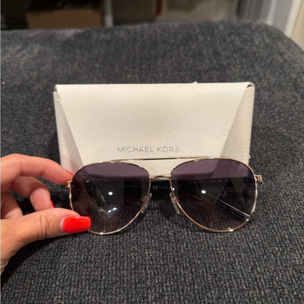 Michael Kors Gold and Black Aviator Sunglasses